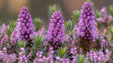   A cluster of vibrant purple blossoms thriving atop a verdant plant, adorned with countless minute purple petals