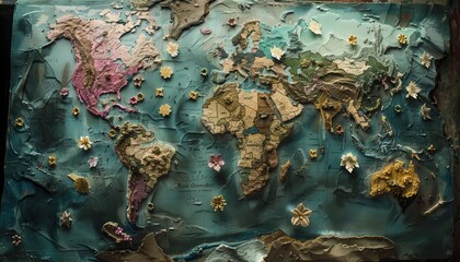 Image of the world map as seen from the top