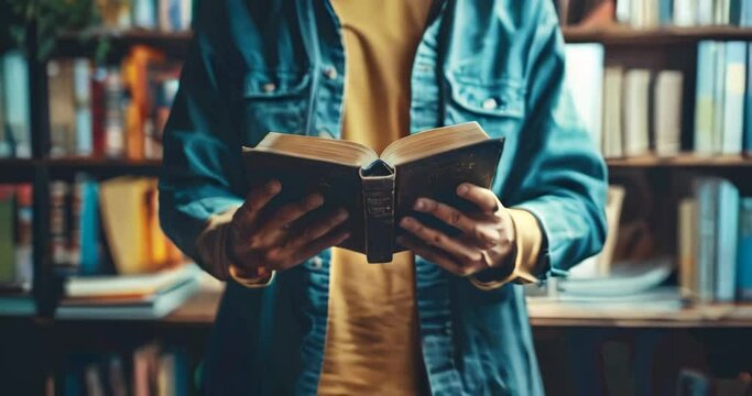 Man deeply immersed in a book, a symbol of religion, study, and reflection