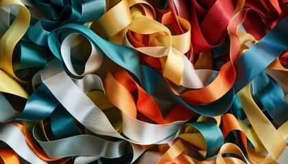 Image of colorful ribbons in one place