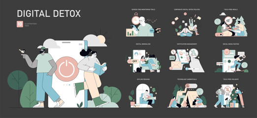 Digital Detox. Flat Vector Illustration