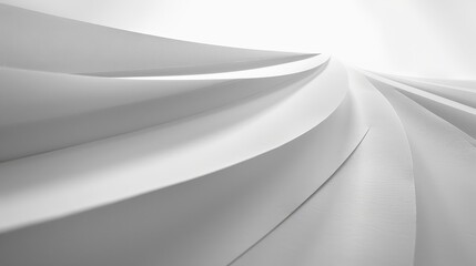  A monochrome image of a curvaceous white wall illuminated from above and below, with light filtering in through both the top and base