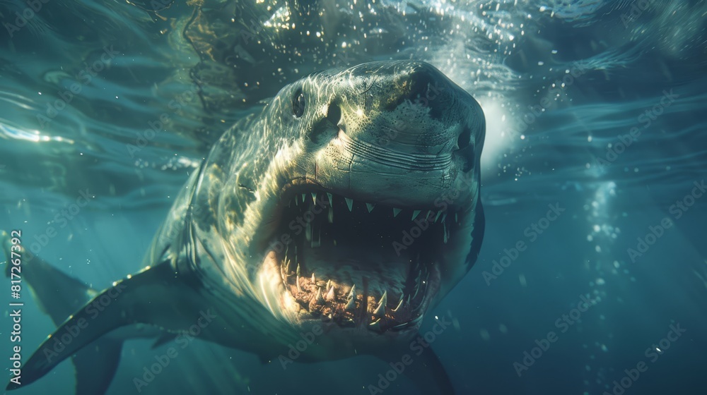 Poster  A shark with its mouth widely open