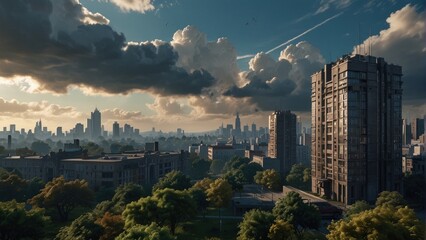 Obraz premium Beautiful wallpaper, futuristic skyscrapers of metropolis