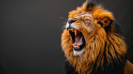  A lion with its mouth wide open