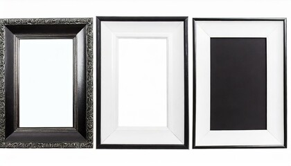 set of frame mockup black and white border isolated on white background. AI generated