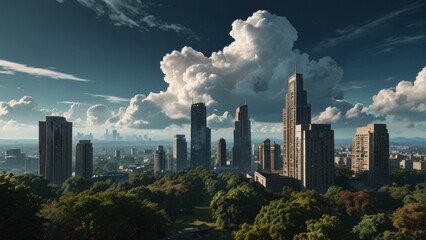 Beautiful wallpaper, futuristic skyscrapers of metropolis