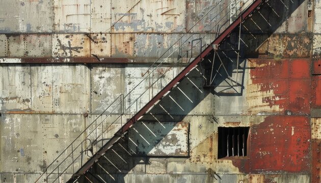 Fototapeta Industrial wall, as seen from an angle