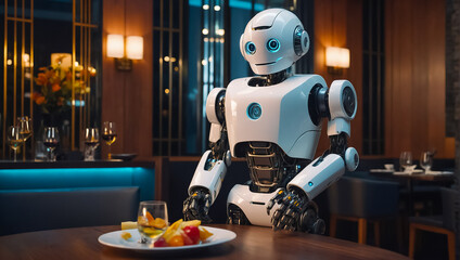 robot waiter in a restaurant concept