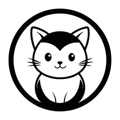 Cat Log Icon in Circle - High-Quality Vector Art