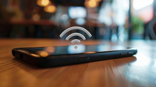 Smartphone with wifi icon, symbolizing business communication and social network connectivity.