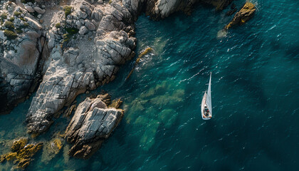 Regatta sailing ship yachts with white sails at opened sea