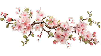 Obraz premium Tree branch flower isolated on a transparent background.