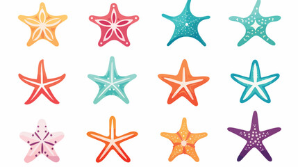 Set of graphic silhouette starfish logo templates v