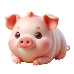 3D CUTE Sus scrofa domestica pig Isolated on white background
