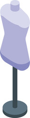 3d illustration of a purple isometric mannequin on a stand, perfect for fashion concepts