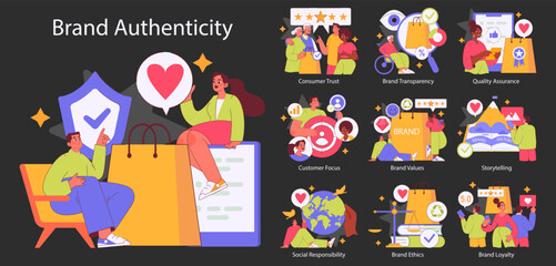 Brand Authenticity. Flat Vector Illustration
