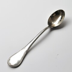 Metal Spoon. Closeup of Flatware Spoon on White Background for Cooking and Dining