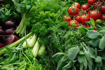 Herbs And Vegetables. Fresh Food and Delicious Homemade Gastronomy