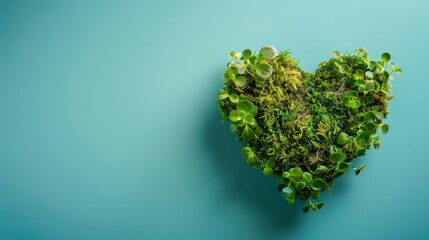 Healthy World. Earth Day Concept with Green Energy Plant Heart