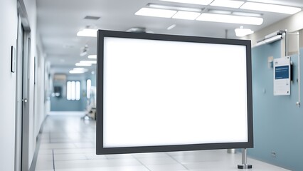 Fototapeta premium Empty banner signboard for advertising at the hospital and blur motion. 