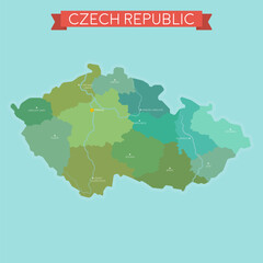 Map of Czech Republic. Flat style illustration