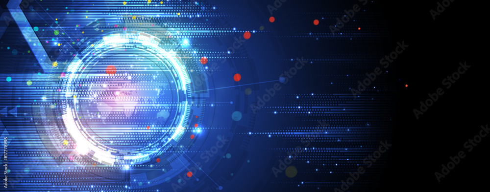 Poster Technology abstract futuristic science background for internet business. Big data concept. Vector art.