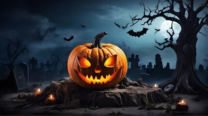 halloween pumpkin with bats