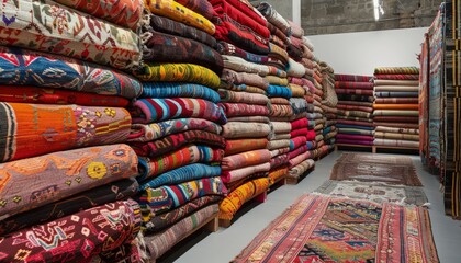 Image of different types of colorful rugs and carpets