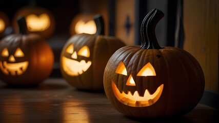 Obraz premium halloween pumpkin on a black background