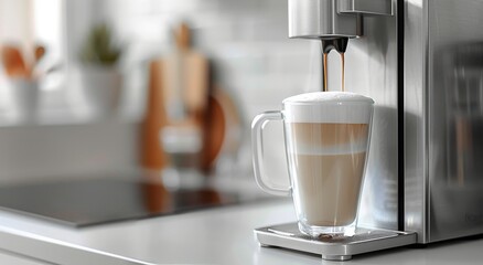 Latte Machine Brewing a Cup of Coffee