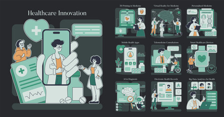 Healthcare Innovation. Flat Vector Illustration