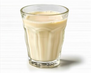 A glass of milk on a white background.
