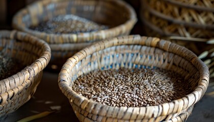 Image of different types of seeds and grains in a basket