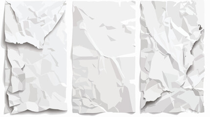 Set of white wrinkled and creased paper sheets or p