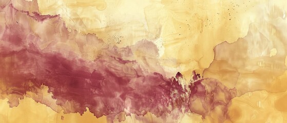 Obraz premium abstract background with splotchy ink watercolor paper in mustard mauve cream beige