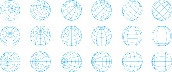 Pixel perfect icon set of globe sphere ball world earth altitude. Simple thin line icons, flat vector illustrations. Isolated on white, transparent background	