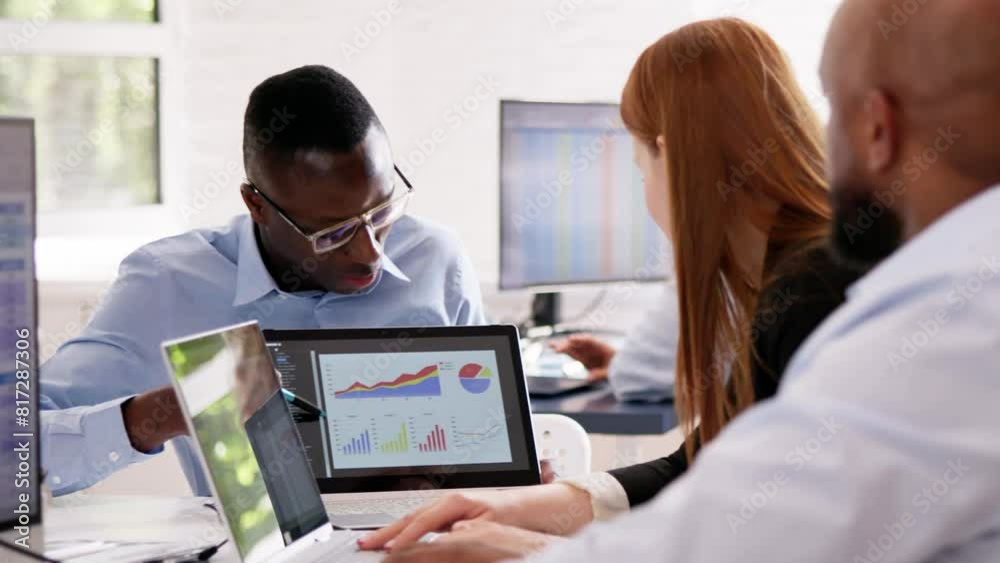 Poster analyst working with spreadsheet business data