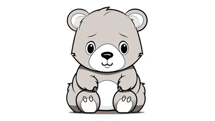 Obraz premium Cartoon of teddy bear with simple lines for children to color book pages. Drawing for vectorization 