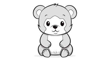 Naklejka premium Cartoon of teddy bear with simple lines for children to color book pages. Drawing for vectorization 