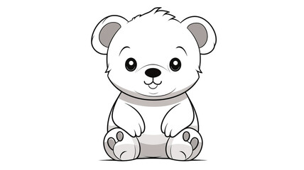 Obraz premium Cartoon of teddy bear with simple lines for children to color book pages. Drawing for vectorization 