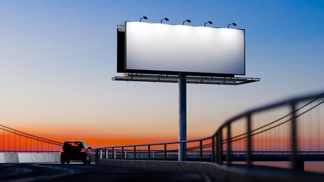 Blank billboard on the street highway	
