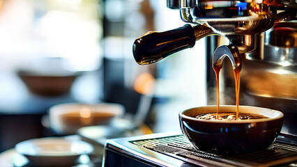 Pouring Perfection - Coffee Machine Dispensing Fresh Coffee