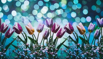 tulip flowers fresh in the spring bouquet bokeh background made with generative ai