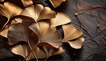 luxury golden ginkgo leaves background