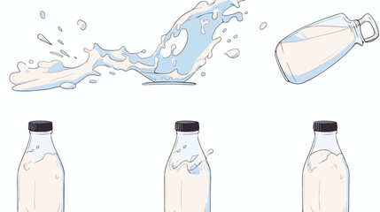 Splashing and pouring milk bottle jug glass sketch