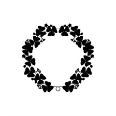 stamp silhouette illustration of oxalis triangularis forming an arch as a round frame