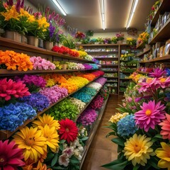 Colorful Florist Shop Fresh Flowers