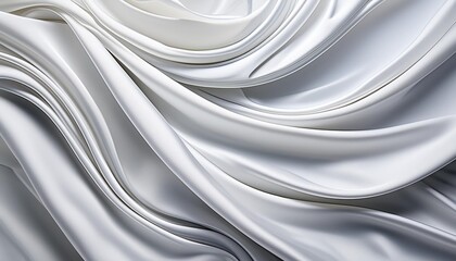 rippled white silk fabric copy space