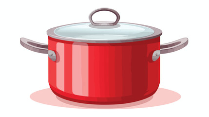Stainless kitchen cooking pot or saucepan flat vect